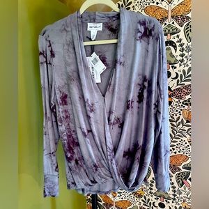 For The Republic Cloud Tie Die Surplice Top